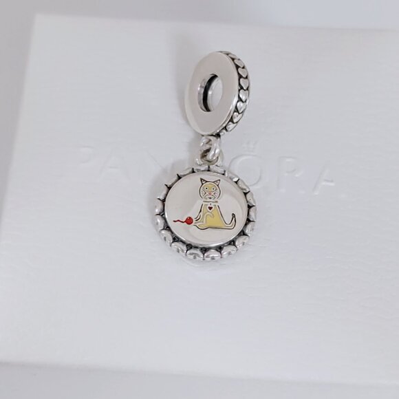 Pandora Cat Stick Figure Dangle, Mixed Enamel Exclusive Dangle Charm with box - Picture 5 of 7